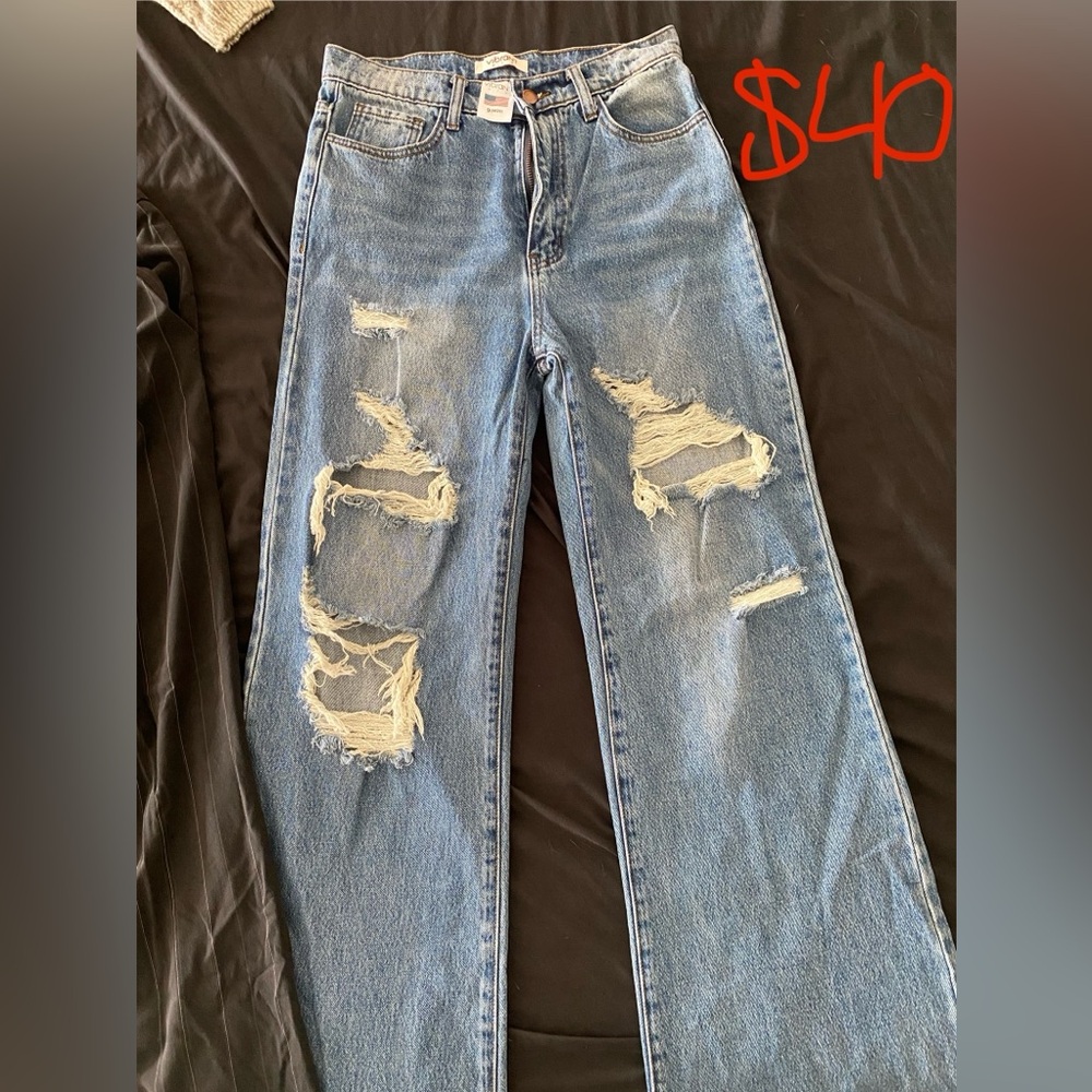 Distressed Blue Jeans